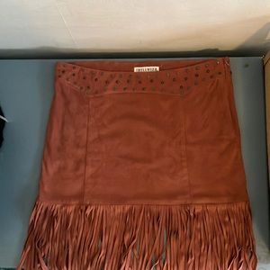Idyllwild by Miranda Lambert faux suede fringe skirt, size L
